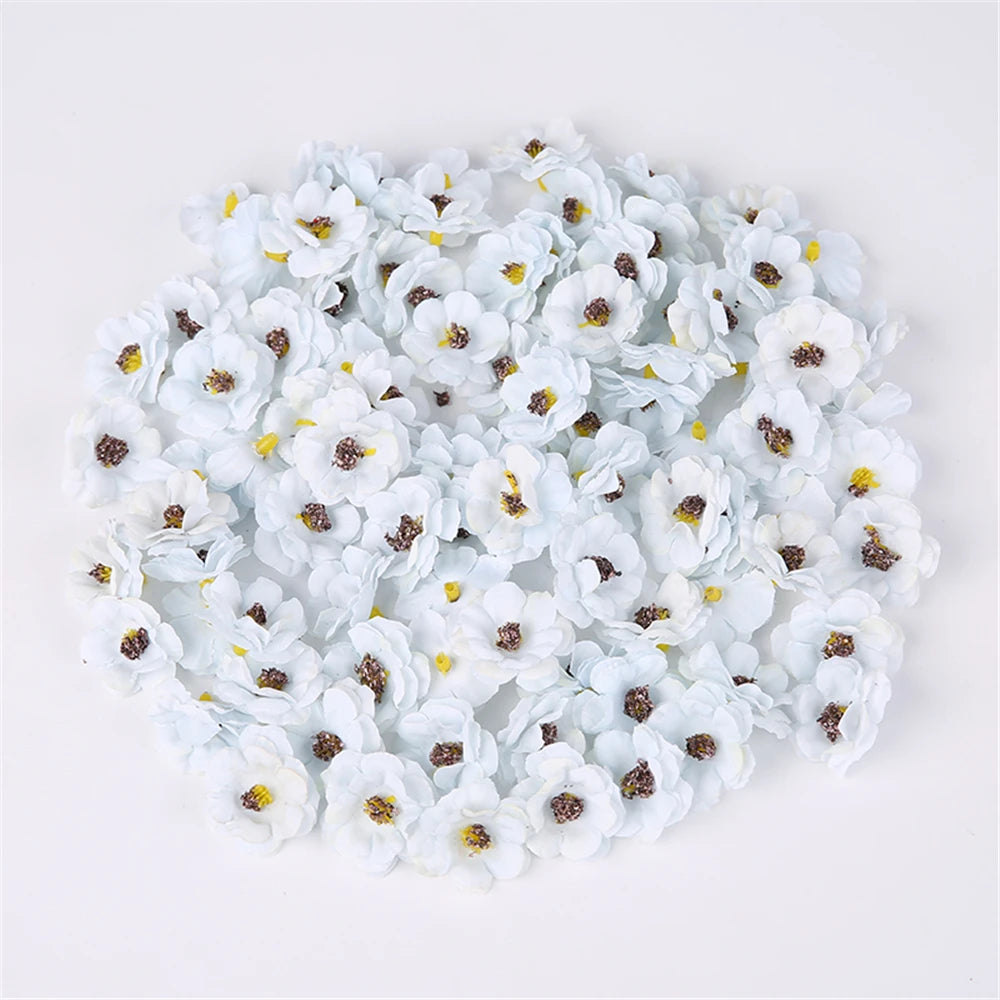 30Pcs 3cm Mini Daisy Decorative Flower Artificial Silk Flowers Party Wedding Decorations Home Wall Decor DIY Sewing Accessories