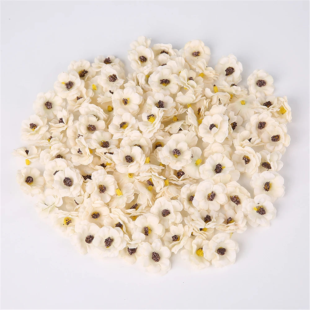 30Pcs 3cm Mini Daisy Decorative Flower Artificial Silk Flowers Party Wedding Decorations Home Wall Decor DIY Sewing Accessories
