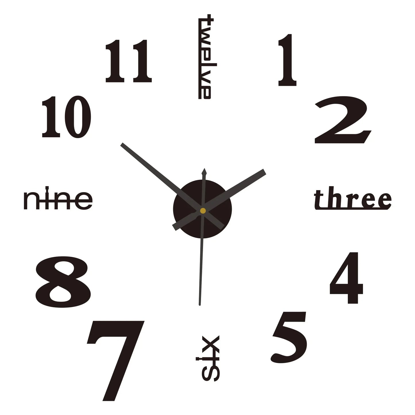 No Punch Creative Diy Clock 3d Wall Decal Decorative Clock Simple Modern Design Digital Diy Clock Diy Mute Wall Clock