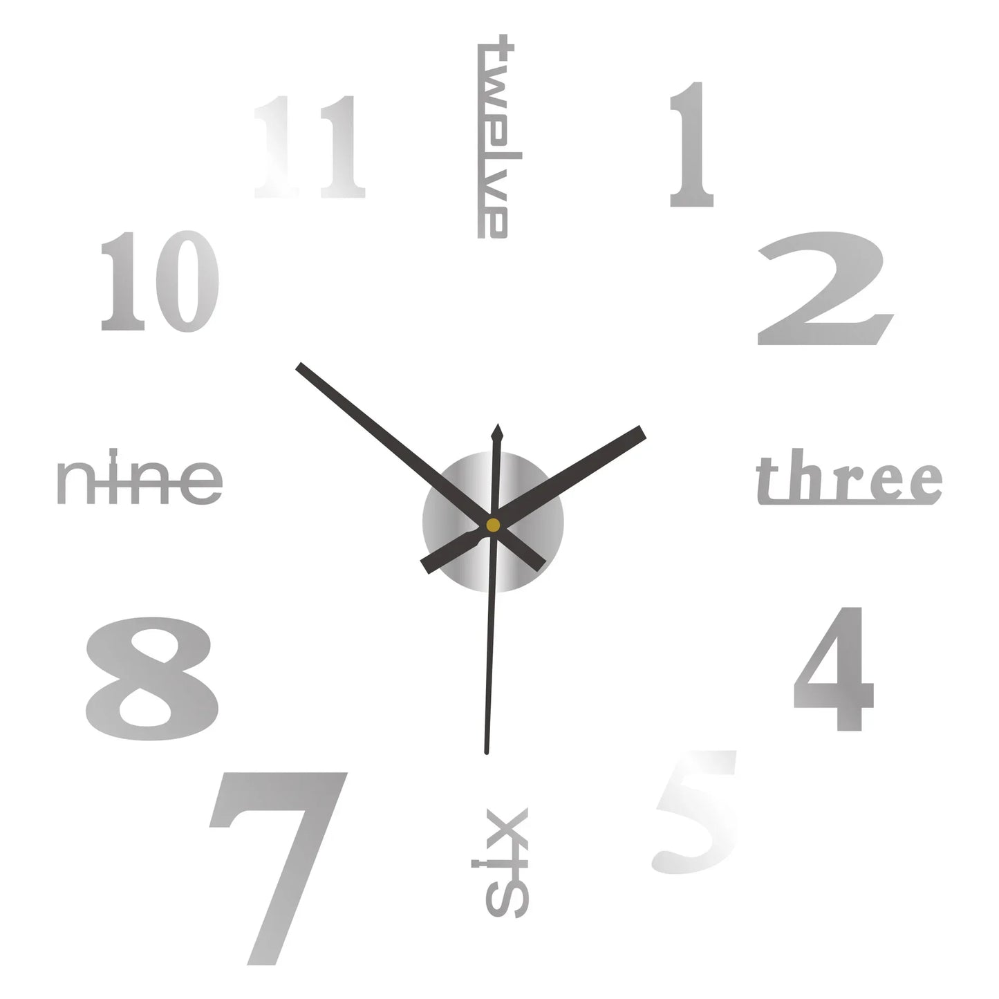 No Punch Creative Diy Clock 3d Wall Decal Decorative Clock Simple Modern Design Digital Diy Clock Diy Mute Wall Clock