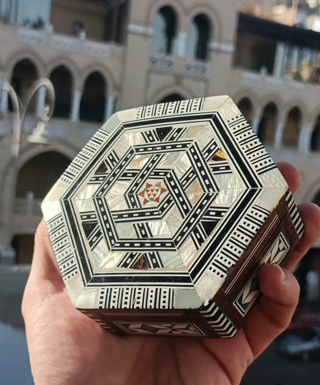 Wooden jewelry box Handcrafted with seashell