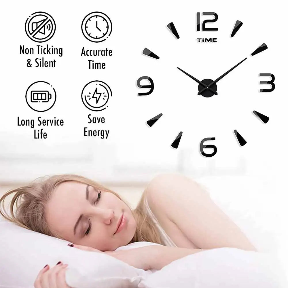 MCDFL 3D Large Wall Clock Self Adhesive Acrylic Mirror Stickers Giant Watches Timepiece Decoration Living Room for Home Interior