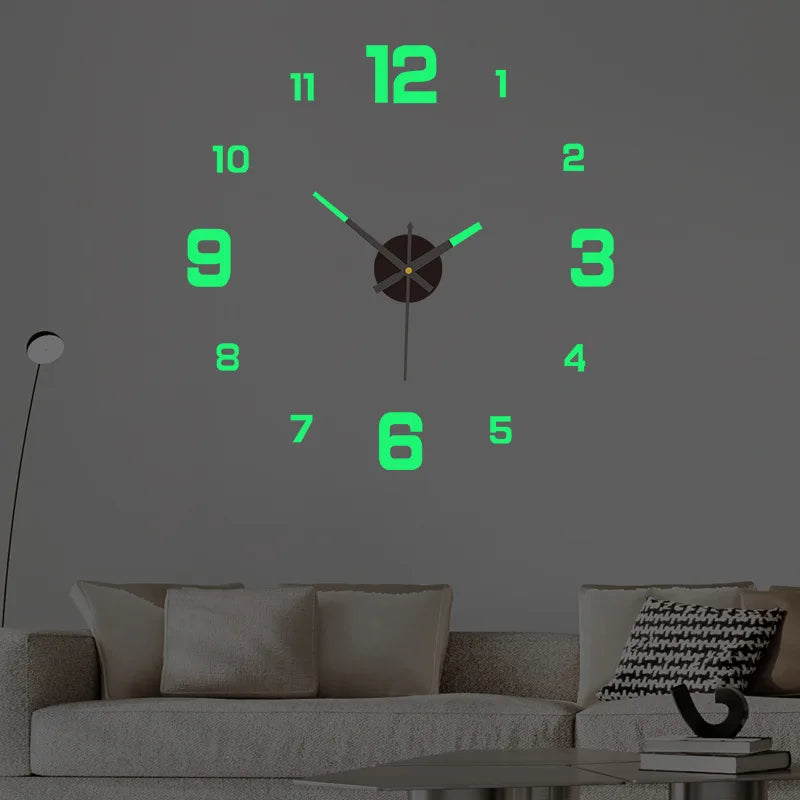 Simple and Creative Night Light Silent DIY Wall Clock, Living Room and Bedroom Silent Clock, Wall Home Decoration Clock 