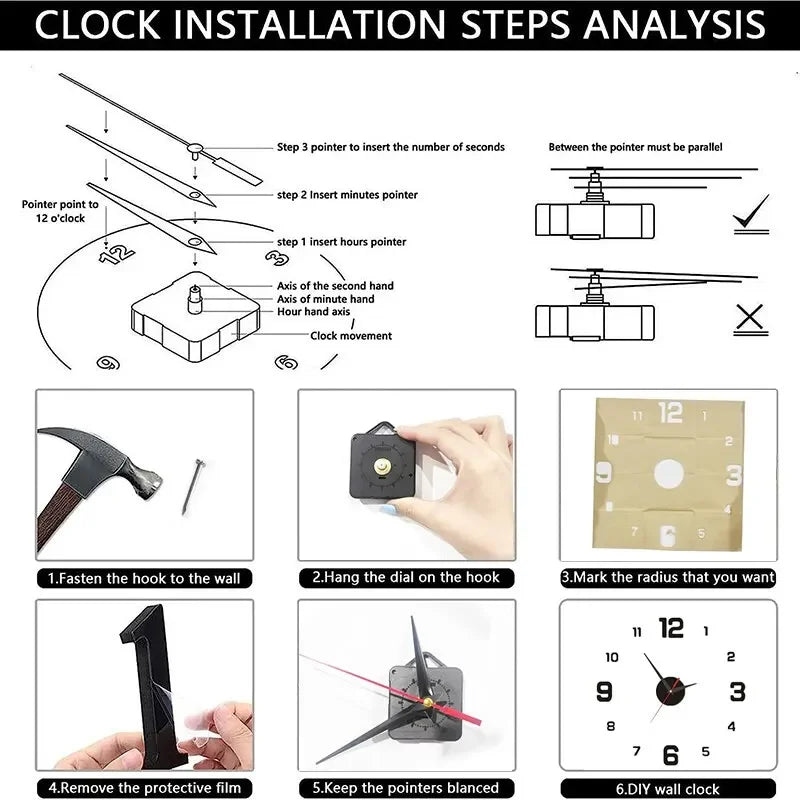 Creative Frameless DIY Wall Clock Wall Mechanism Night light Arrows Decal Home Silent Clock Living Room Office Wall Decoration