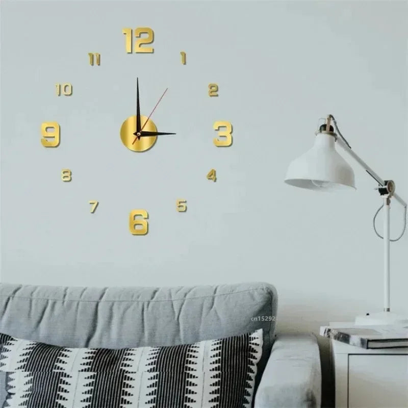 New 3D Acrylic Mirror Wall Clock Sticker for 40CM Fashion DIY Quartz Clocks Watch Home Decoration Living Room Stickers